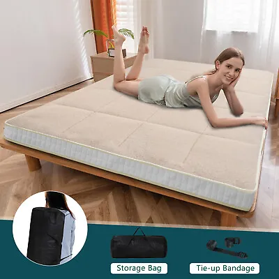 NAIZEA Japanese Floor Mattress Futon Mattress Foldable Sherpa Fleece Mattress • $108.98