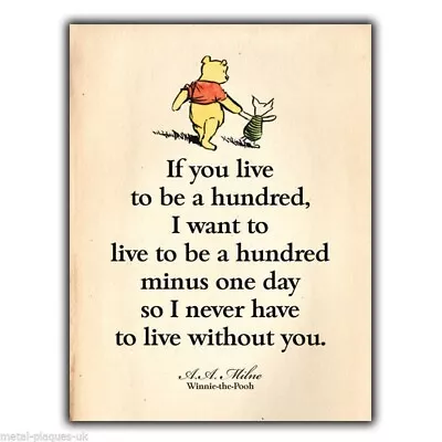 METAL SIGN WALL PLAQUE Winnie The Pooh A. A. Milne Quote Print Childrens A5 • £4.99