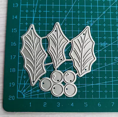 £4.99 • Buy Holly Leaf Metal Cutting Die, Christmas Festive Holly Leaves And Berries Die 