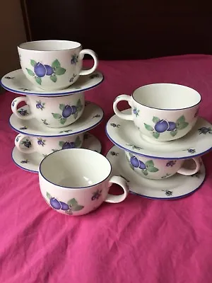£35 • Buy Royal Doulton Everyday Blueberry 6 X Cups And 5 X Saucers