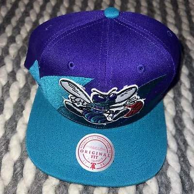 NWT Mitchell & Ness Teal/Purple NBA Charlotte Hornets Sharktooth HWC Snapback • $29.97