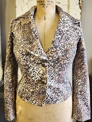 $19.95 • Buy  V. Cristina Blazer Gold Metallic Raised Floral Pattern Jacket