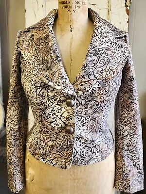 $19.95 • Buy  V. Cristina Blazer Gold Metallic Raised Floral Pattern Jacket