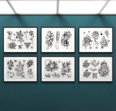 $179.52 • Buy 👺 New 2023 - Flowers Tattoo Flash Set Size A3 (money Makers)