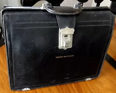 Antique Vintage Doctor Bag - Black Heavy Duty Cowhide Leather -No Key • $55