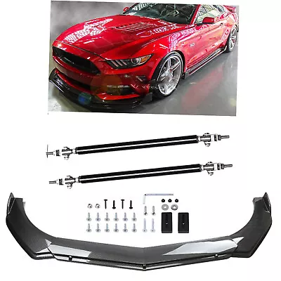 Carbon Fiber Front Bumper Lip Chin Spoiler Splitter For Ford Mustang Body Kit • $69.99