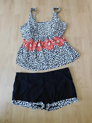 Womens 2XL (18-20) Leopard Tankini Swimsuit - Removable Pads - Adj. Straps - New • $18