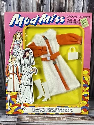 Vintage Mod Miss Doll Groovy Fashion Outfit - White Orange Coat - Fits Barbie • $28.48