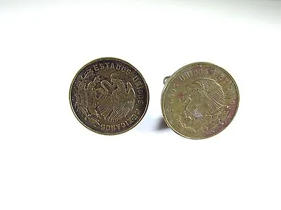 Copper Cufflinks With United States Of Mexico 5 Cents Centavos • $25