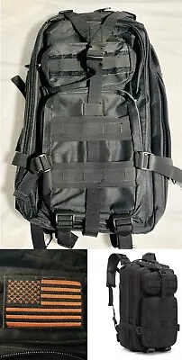 Military Backpack “Small” 30L Capacity Black New + USA Flag Hook/Look Patch!! • $21