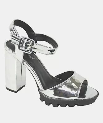 New Women MIXX SHUZ Silver Metallic Volka Sandals Size 6.5 • $6.95