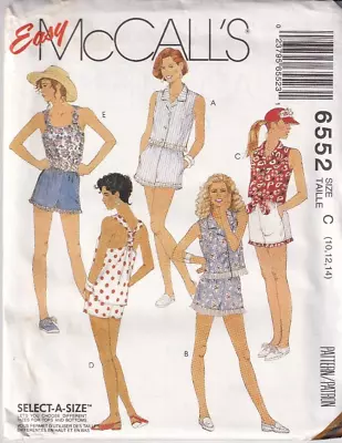 Easy McCall's Pattern 6552 Misses' Tops Shorts And Sash Size C (10-12-14) Uncut • $2.99