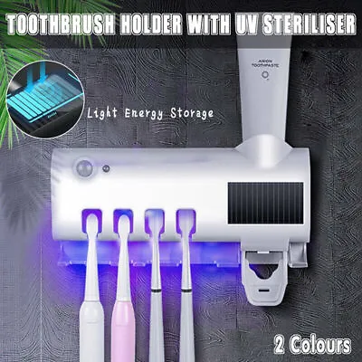 Toothbrush Holder With UV Steriliser Automatic Toothpaste Dispenser Squeezers  • $16.79