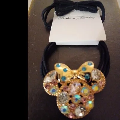 Rhinestone Minnie Mouse Ponytail Holder With Extra Hair Ties. Stunning Beautiful • $5.50