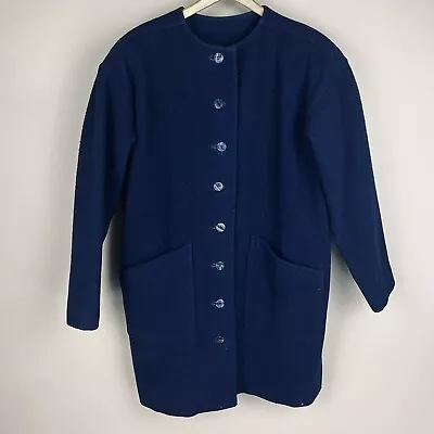 Vintage Women’s Size XL Navy Blue Wool Button Front Coat   • $45