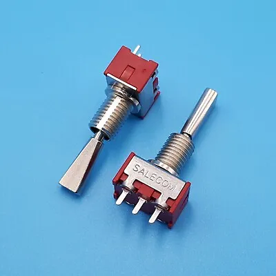 2Pcs T7014-U 3Pin ON-OFF-ON 3 Positions Flat Lever SPDT PCB Mini Toggle Switch • $2.85