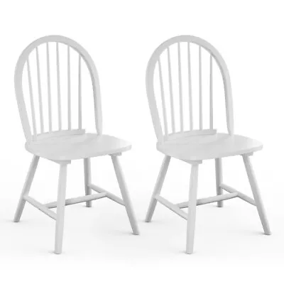 2Pcs Vintage Windsor Chairs Wood Dining Room Spindle Back Kitchen Office Chairs • $108.97