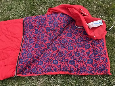 VTG Coleman Nylon Sleeping Bag Red Blue Floral Design Original Box Ships Fast • $25