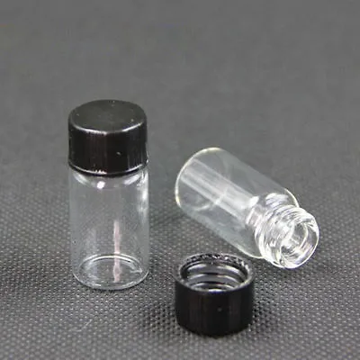 3ml Mini Bottles Glass Vials Sample Clear Black Screw Cap Stash Jar Potion 10 PC • $4.18