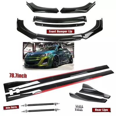 Glossy Black Front Bumper Lip Spoiler Side Skirt Rear Lip For Mazda 3 Mazdaspeed • $99.99