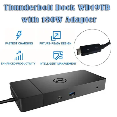 USB-C Display Port Docking Station W/180W Adapter For Dell Thunderbolt-3 WD19TB • $274.99