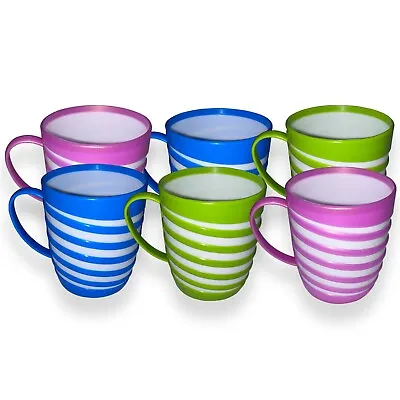 Plastic Drinking Mug With Handles- Reusable Cups For Hot Cold Tea Camping Travel • £8.09