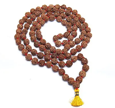 Rudraksh Mala Five Mukhi Himalayan 5 Face Rudraksha Seeds Rosary Japa Mala 12MM • $8