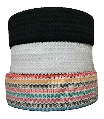Multi Colour /Black /White 6cm Wide Stretch Elastic Waistband Cuffs WAVY Elastic • £2.75
