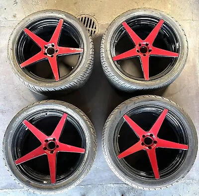 Varrstoen  22x9 22x10 1/2 ET+35 ET+42 Red & Black 5 Spoke Wheel W/Tires Yokohama • $1500