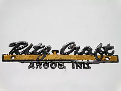 Vtg Travel Trailer Ritz Craft - Argos Ind Emblem Badge Metal Nameplate Logo Trim • $85