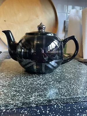 Black And Chrome Union Jack Tea Pot • £10