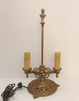 Antique Vintage Table Lamp Candelabra 2 Arms Finial WORKS • $95