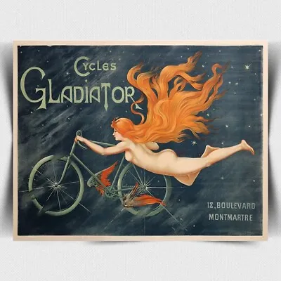 METAL SIGN WALL PLAQUE Gladiator Cycles Bike Sign French Retro Style Print 1900s • £4.45