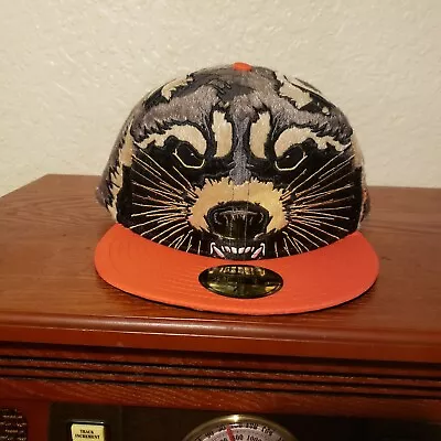 Guardians Of The Galaxy Character Face Rocket Raccoon New Era 59Fifty 7 1/2 Cap • $185