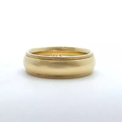 14k Gold Milgrain Wedding Band Ring 8gr Sz7 6mm Comfort Fit • $569.05