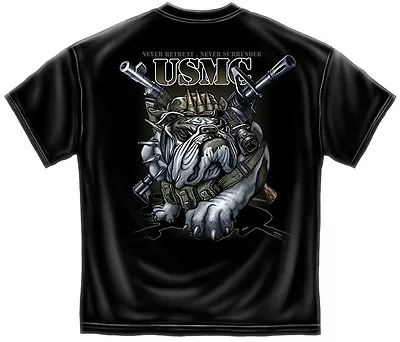 USMC Never Retreat Never Surrender Marine Corps T-Shirt 100% Cotton Black • $26.95