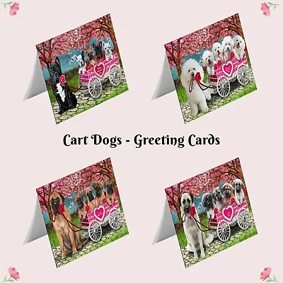 I Love Dog Cat In A Cart Greeting CardsPet Lovers Valentine Invitation Card • $43.99