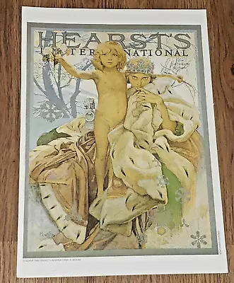 HEARST'S INTERNATIONAL January BOY AND THE SNOW QUEEN By A. Mucha Art Print 1998 • $32.99