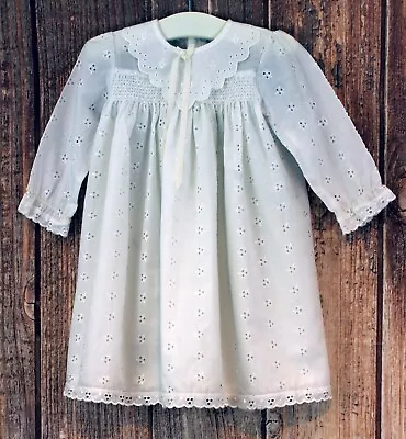 Vintage Mothercare Baby's Broderie Anglaise White Christening Dress Size 00 • $10.09