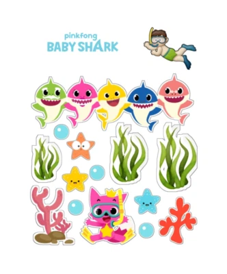 $12.50 • Buy Baby Shark Edible Cake Scene Cake Topper Birthday Party Supplies Doo Doo