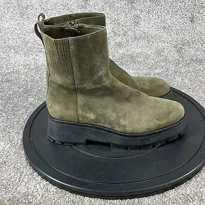 Vince Camuto Chelsea Boots Women's Size 8.5 M Round Toe Zipper Olive Leather • $29.99