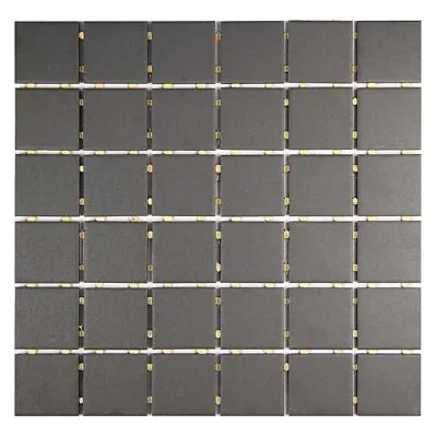 Ceramic Mosaic Tile Shore 2x2 Square Grid Pattern Matte Kitchen Backsplash Black • $11.95