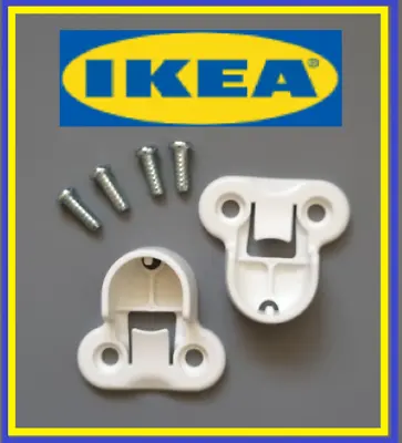 IKEA 2 X PAX Wardrobe Brackets Clips For Rail White #130527 Screws  X 4 #100325 • £5