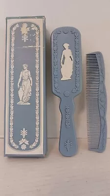 Vintage AVON AVONSHIRE Blue Grecian Motif Wedgewood Mirror Brush Comb Vanity Set • $40