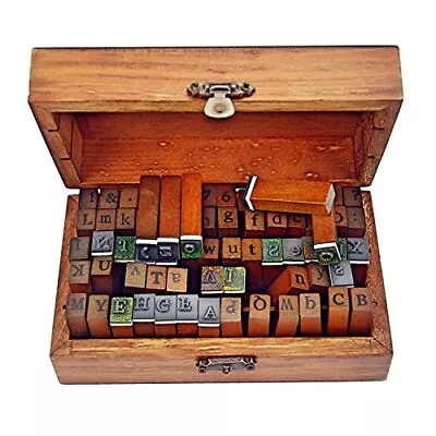 70pcs Alphabet Stamps Vintage Wooden Rubber Letter Number And Symbol Stamp Set F • $20.20