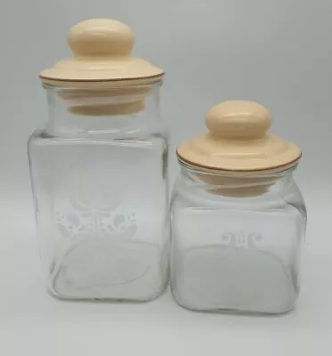 Vintage Set Of 2 Pfaltzgraff Village Glass Canisters USA*NICE* • $26