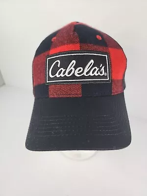 Cabelas Trucker Hat Cap Buffalo Plaid Black And Red Checker Pattern Mesh Hat  • $19.95