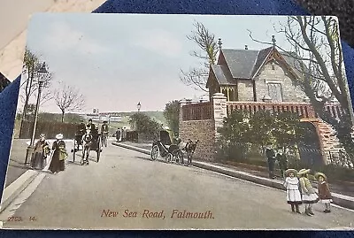 Falmouth Cornwall Postcard New Sea Rd • £4.50