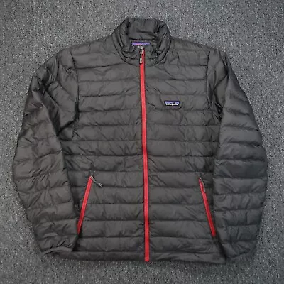 Patagonia Jacket Mens Medium Gray Down Sweater Full Zip Pockets Puffer * • $119.80