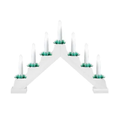 Wooden Candle Bridge Light 7 Bulb Window Christmas Decoration Arch White (6069) • £9.95